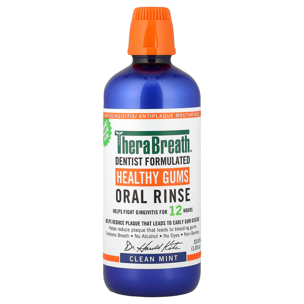 TheraBreath, Healthy Gums, ополаскиватель для полости рта, чистая мята, 1 л (33,8 жидк. унции)