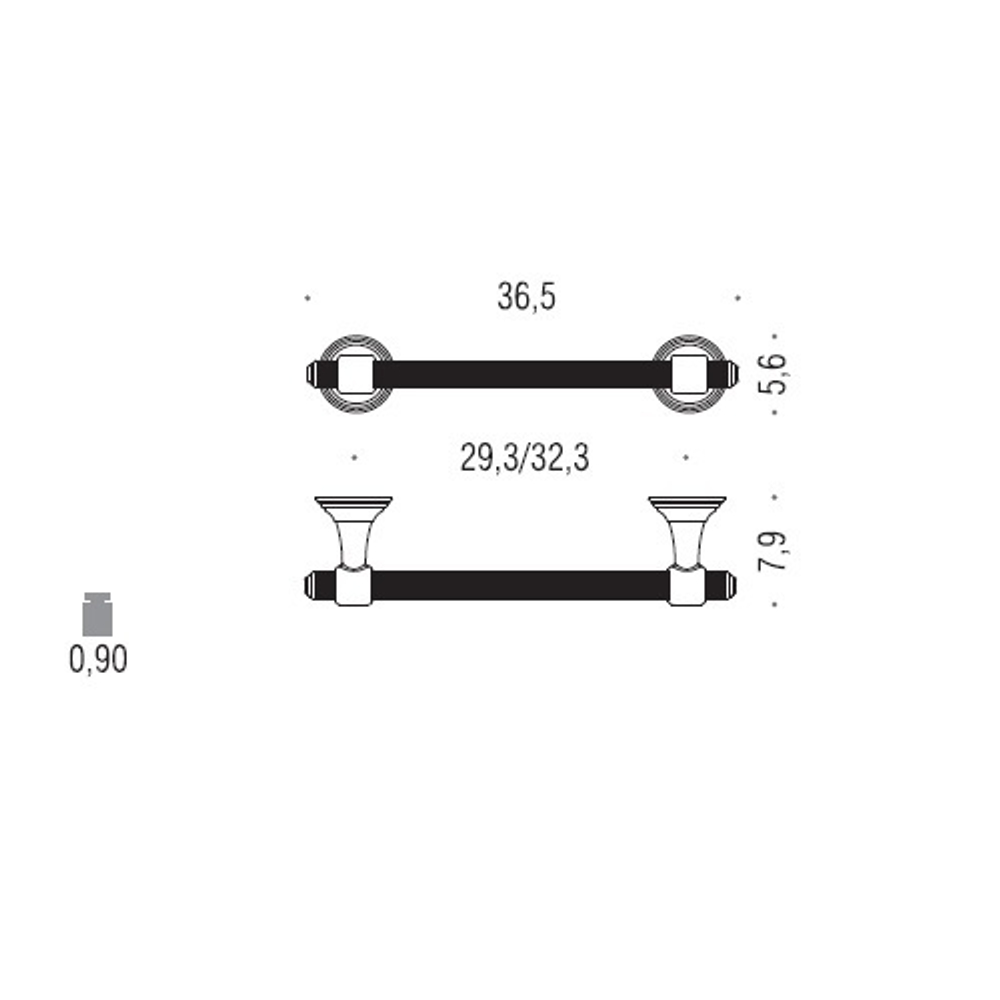 Полотенцедержатель 36,5 см Colombo Hermitage B3309 хром схема