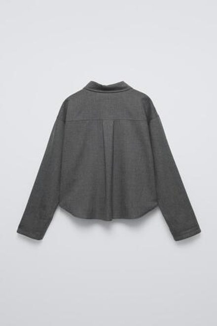 ZARA РУБАШКА С БАНТАМИ, АНТРАЦИТОВО-СЕРЫЙ