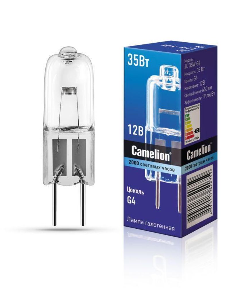 Лампа галогенная JC 35Вт 12В капс. g4 Camelion 2169 Лампа галогенная JC 35Вт 12В капс. g4 Camelion 2169