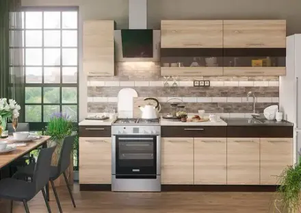 Кухня "Маша" 2,0м ЛДСП (венге/дуб сонома),(столеш. Антарес), Интерьер Центр, г. Пенза