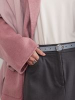 БАЗОВЫЙ ТОНКИЙ РЕМЕНЬ С МЯТОЙ ПРЯЖКОЙ ЗАМША ГОЛУБОЙ