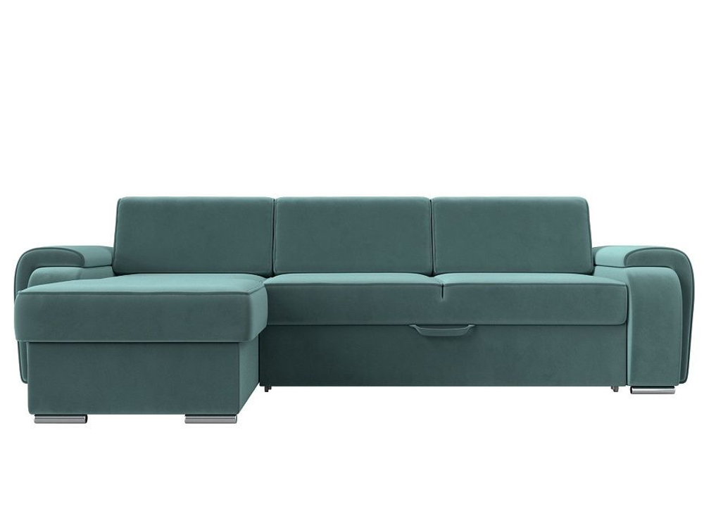 Диван угловой Лига-025 левый угол, Бирюзовый, Велюр, 119235L