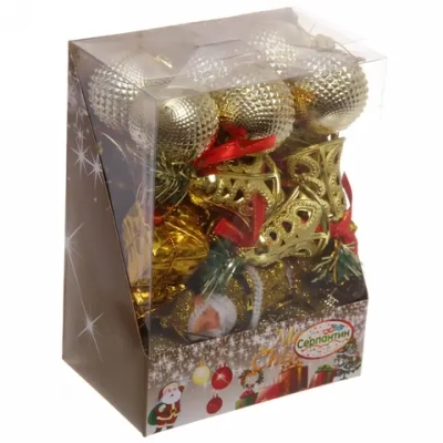 Набор украшений «Весёлая ёлочка» 3 см (32 предмета),золото