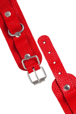 Красные кожаные наручники-браслеты со скруглёнными углами