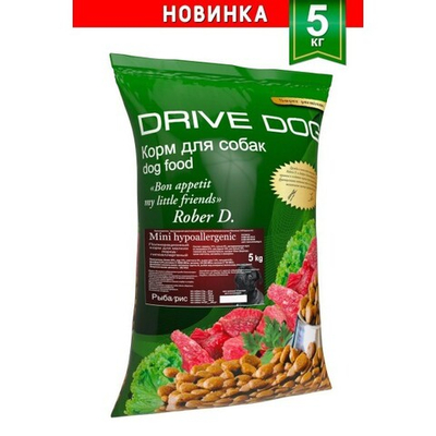 DRIVE DOG Mini hypoallergenic полнорационный корм для собак мелких пород гипоаллергенный рыба с рисом
