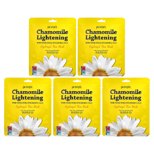 Petitfee, Chamomile Lightening, гидрогелевые маски для лица, 5 шт. по 32 г (1,12 унции)