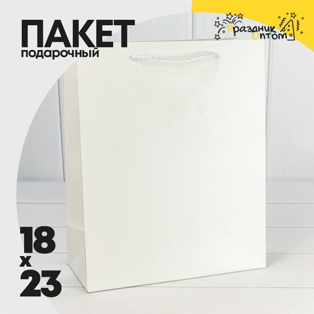 Пакет подарочный 18х23х10см "Фактура" (Белый)
