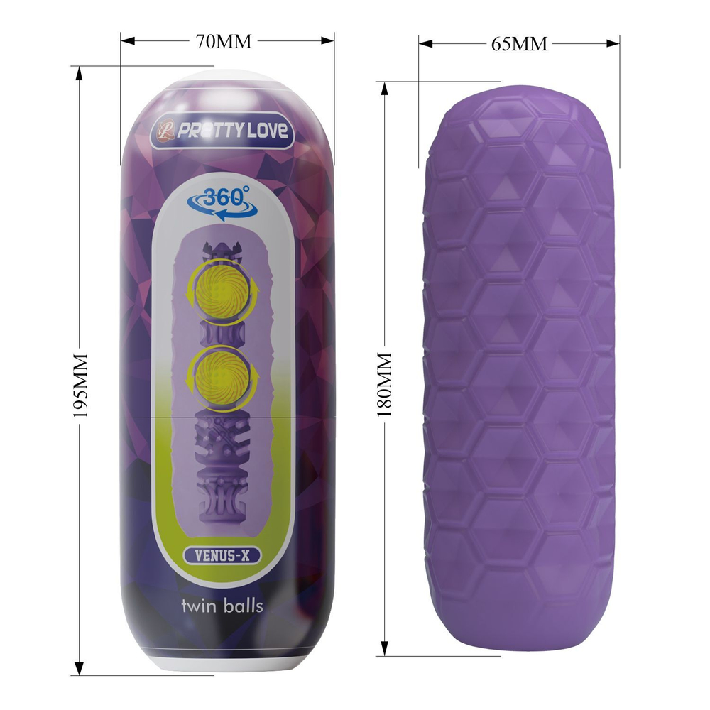 Фиолетовый мастурбатор Venus-X Twin balls (Цвет: фиолетовый)