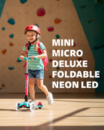 Самокат Mini Micro Deluxe складной LED, неоновый голубой/розовый