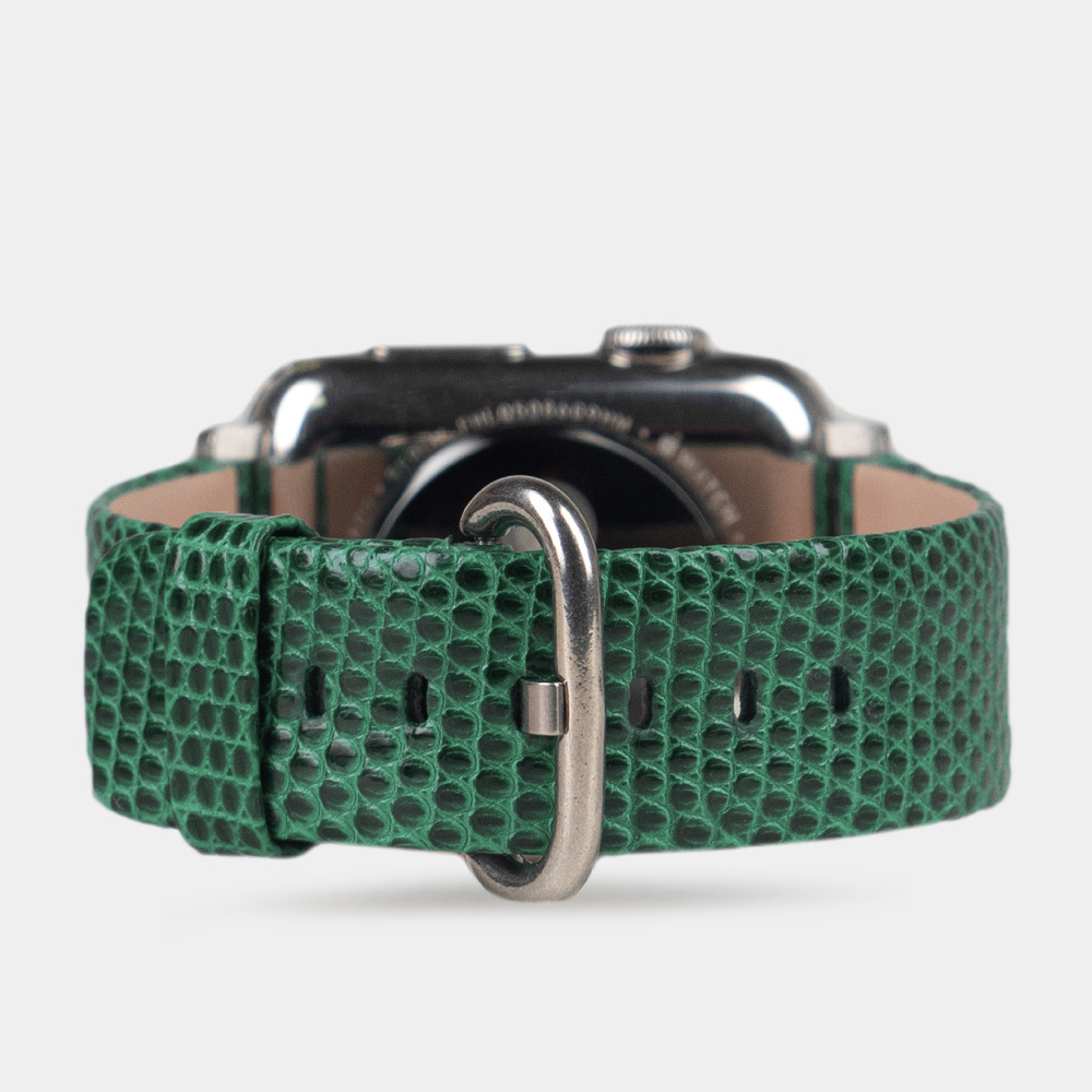 Ремешок для Apple Watch 40/41/42 mm из кожи ящерицы, зеленого цвета