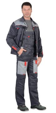 Костюм "Сириус-Фаворит" полукомбинезон (т.серый/с.серый/красный)