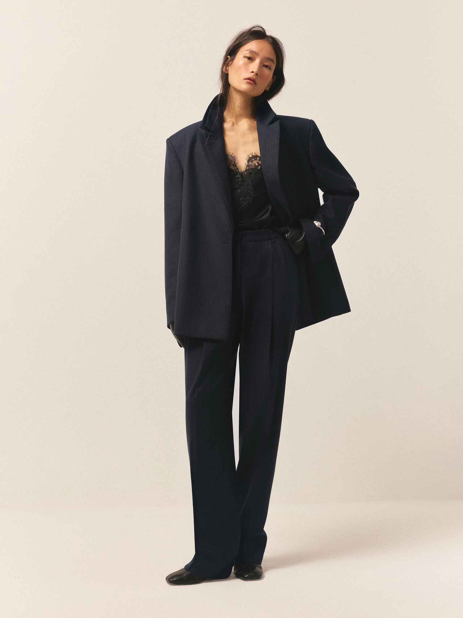 Пиджак из шерсти в тонкую полоску