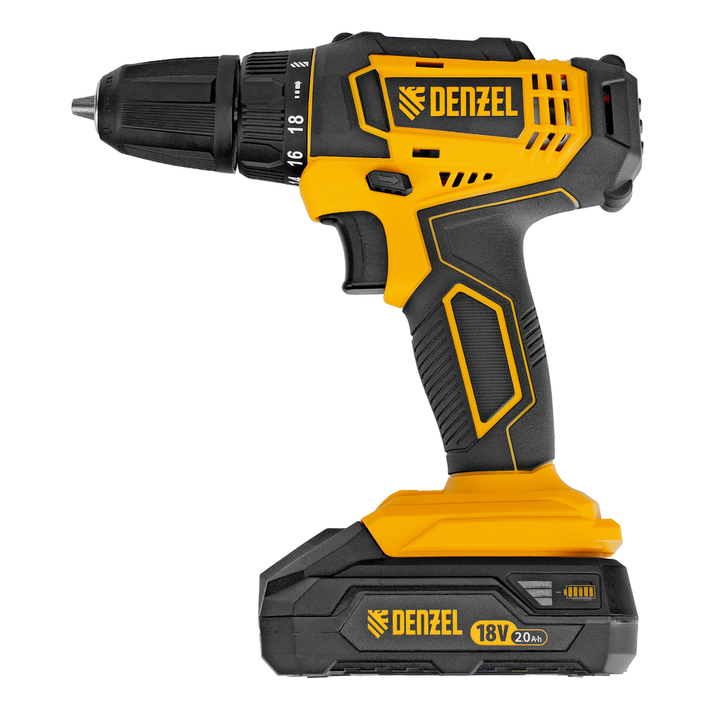 Дрель-шуруповерт аккумуляторная CDL-18-02BM, Li-Ion, 18 В, 2 аккумулятор Denzel