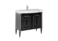 Тумба с раковиной Aquanet Паола 90 черный/серебро (керамика)