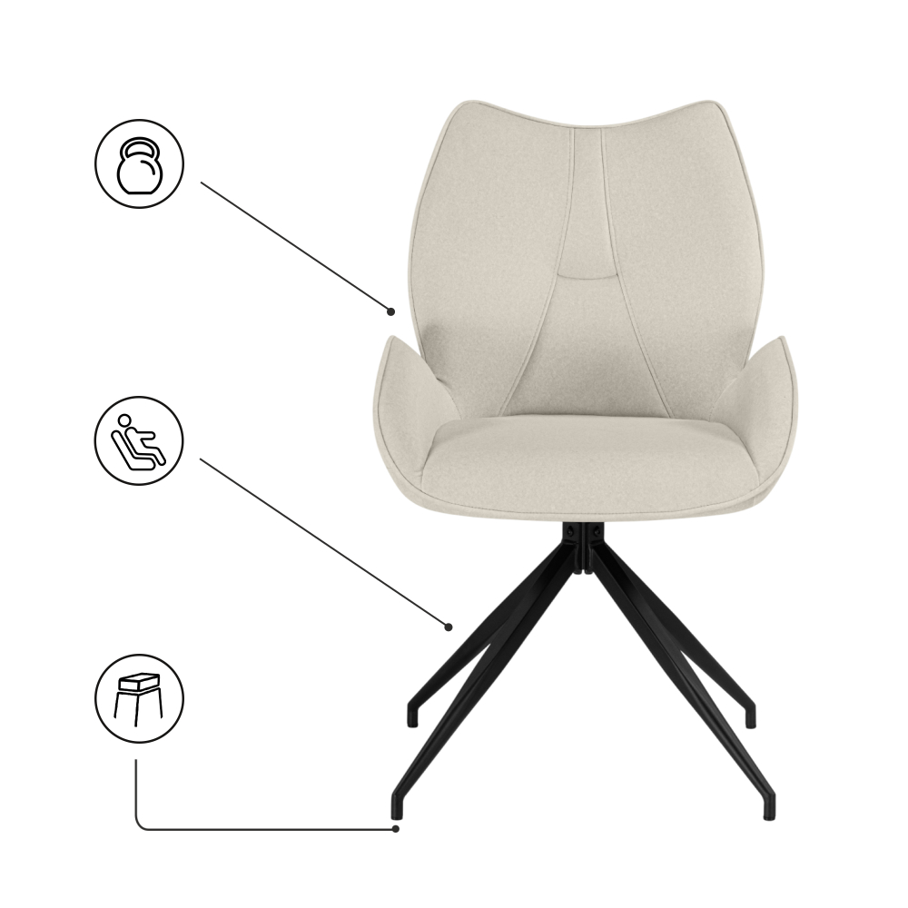 Стул на металлокаркасе Woodville Miranda 360 крутящийся beige, black, ножки черные