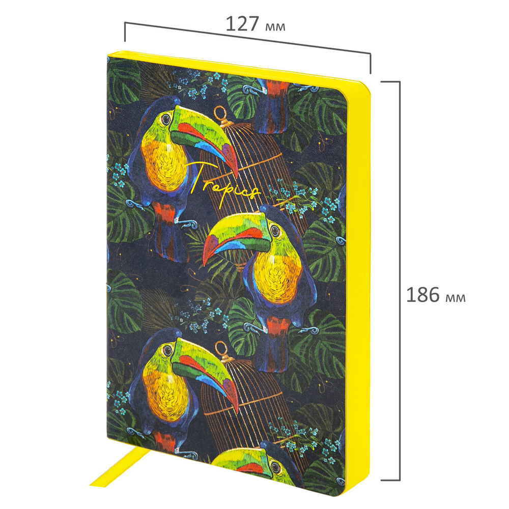 Ежедневник недатированный B6 (127х186 мм) BRAUBERG VISTA под кожу гибкий 136 л. "Toucan tropics" (2 штуки в упаковке)