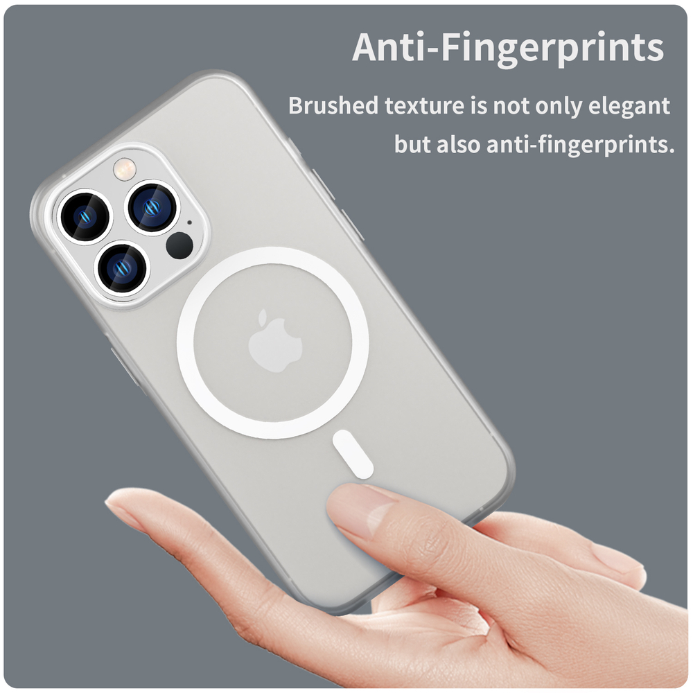 Мягкий усиленный чехол белого цвета с поддержкой MagSafe для iPhone 13 Pro Max, серия Frosted Magnetic