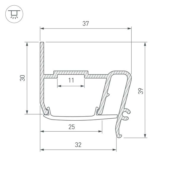 Профиль Arlight Stretch-S-30-Wall-Side-2000 040702