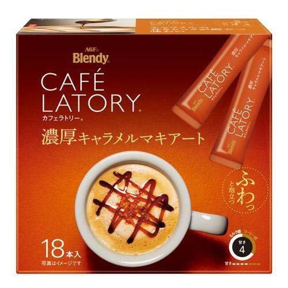 Напиток кофейный AGF Blendy Cafe Latory Stick с густой карамельный макиато, 18x11,5 г
