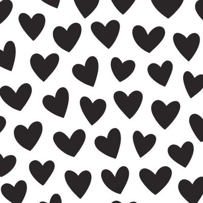 Черные сердечки, минималистичная однотонная графика