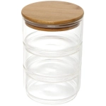 Банка для продуктов стеклянная «Хай-Тек» в наборе 3*400мл с бамбуковой крышкой 11*6см