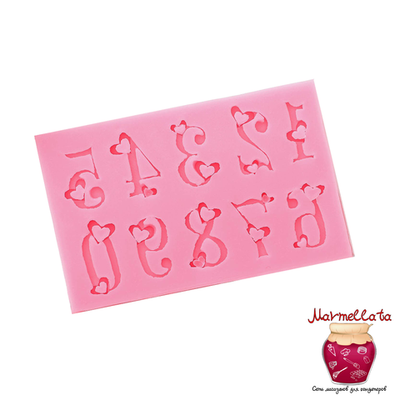 Молд силиконовый "Цифры с сердцами"