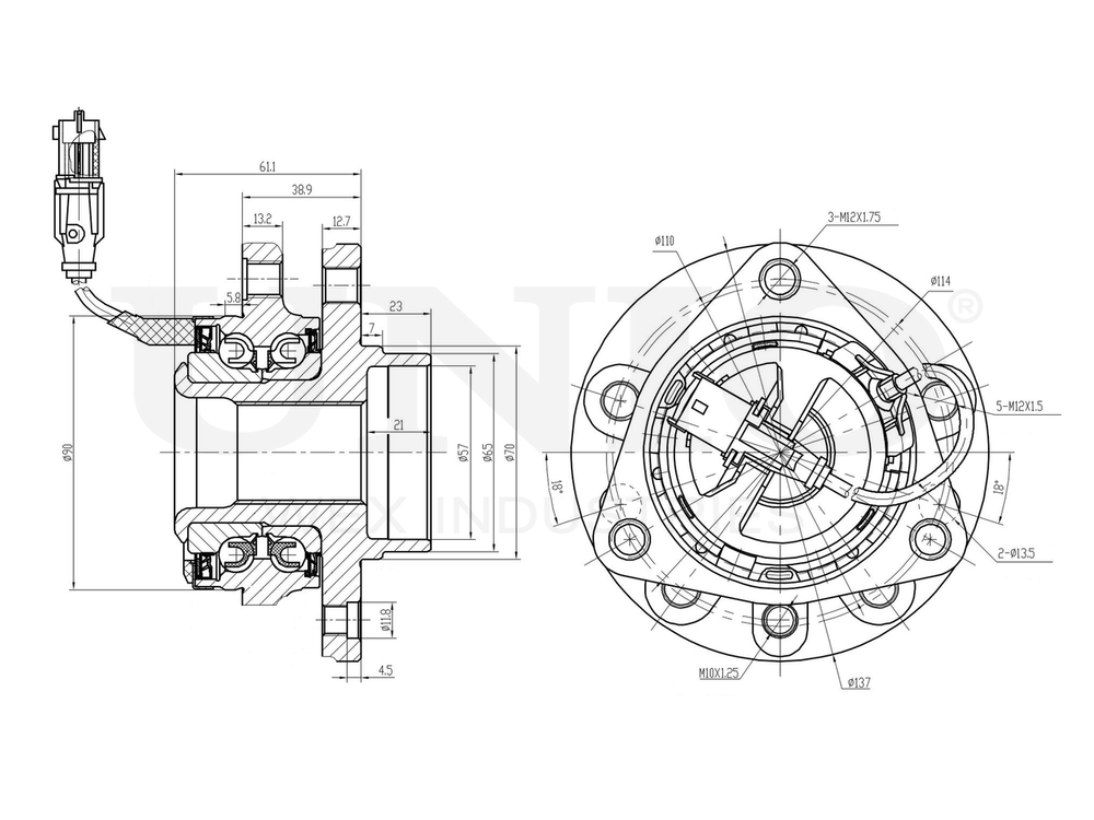 Ступица передняя (с ABS) UNIO HUB-20121
