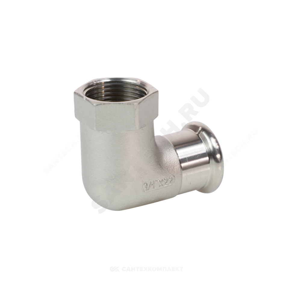 Угольник сталь нерж AISI 316L 90гр Дн 22х3/4" Ру16 пресс/ВР Inoxpres RM 198304022