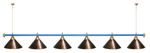 Лампа STARTBILLIARDS 6 пл. (плафоны зеленые,штанга зеленая,фурнитура золото)