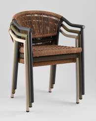 Уличный плетеный стул Syna коричневый бежевые ножки