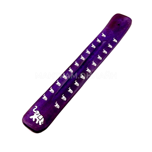 Подставка под благовония Лыжа Слон однополосная дерево цвет фиолетовый рисунок серебристый