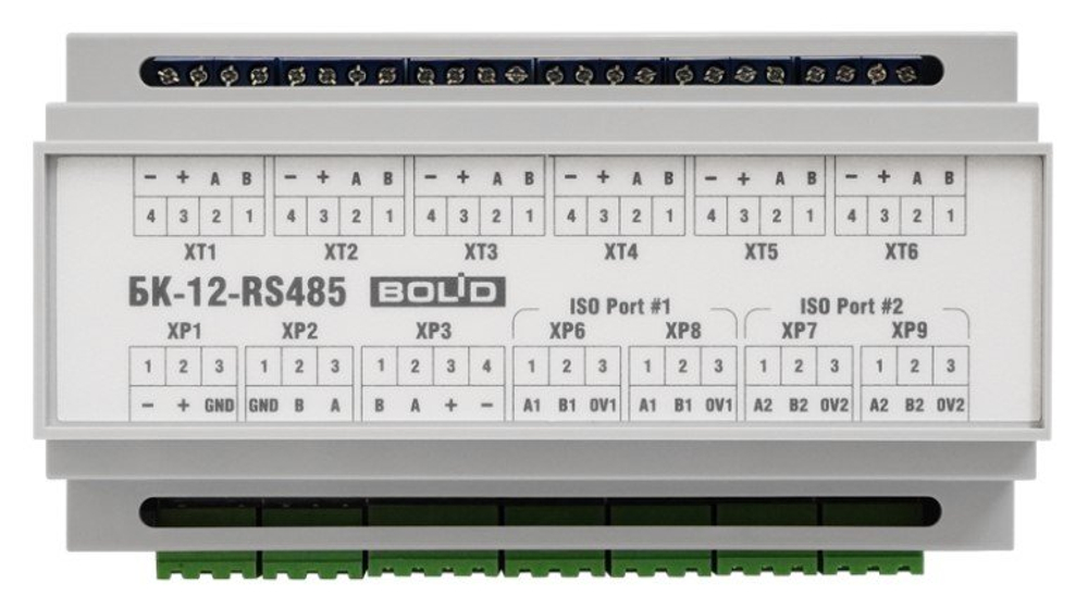 БК-12-RS485-01 - Блок коммутации для установки в шкафы, боксы. Две  внешних линии RS485 и одна внутренняя. Питание 12 В.