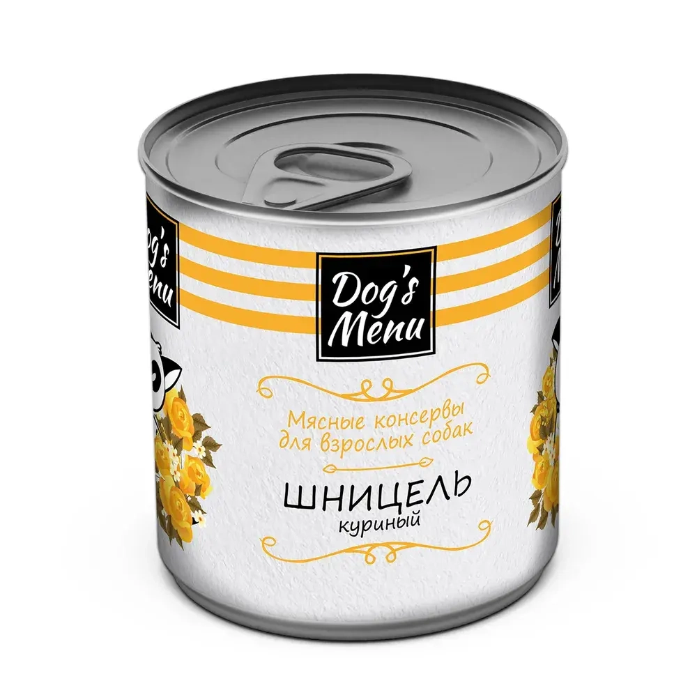 DOG'S MENU Мясные консервы для взрослых собак Шницель куриный, 340 г