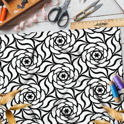 Ткань оксфорд 600 единый цветочный узор на белом фоне