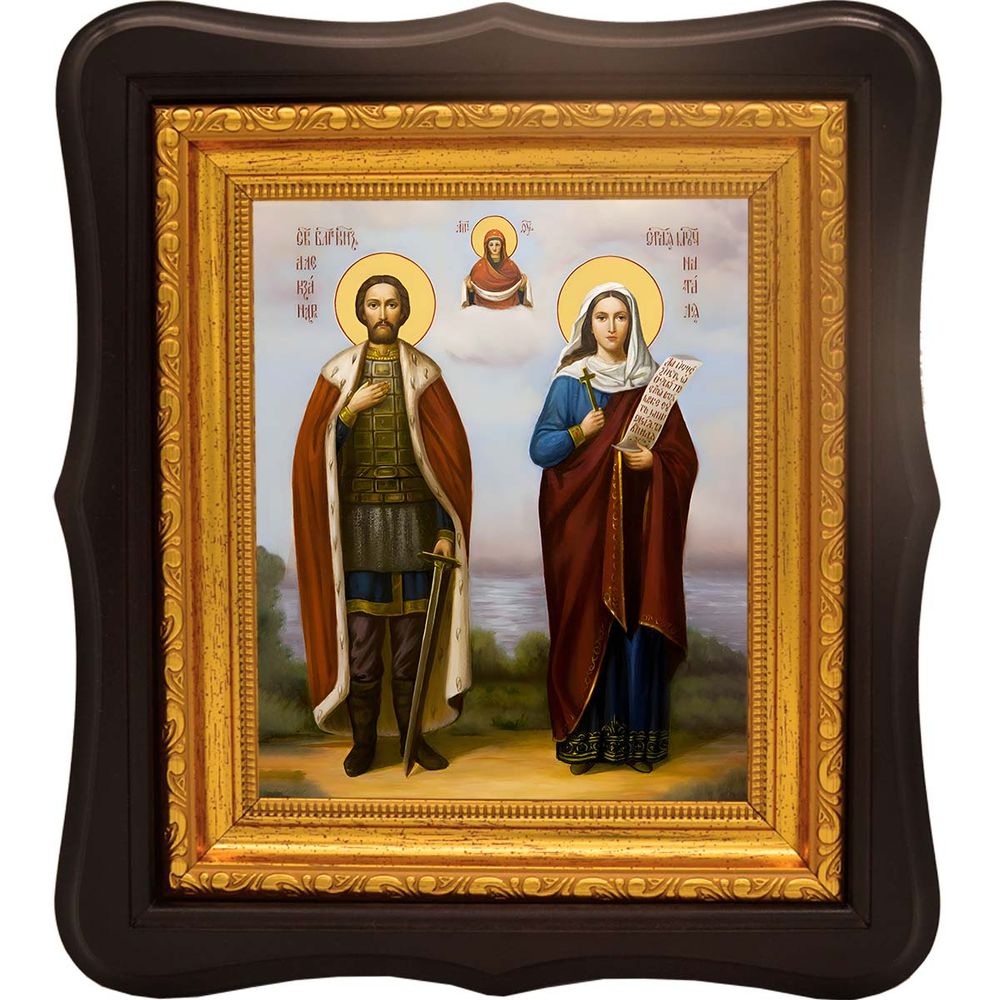 Святые Александр Невский и Наталия Никомидийская. Икона на холсте.