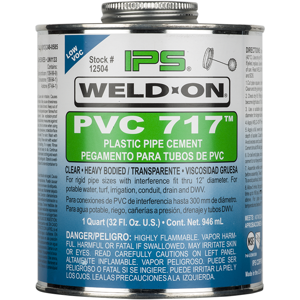 Клей промышленный для ПВХ труб до 315 мм, с кисточкой, прозрачный Weld‑On 717