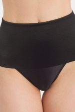 Корсетные трусы-стринги с широким эластичным поясом (Размер: S) (Цвет: черный)