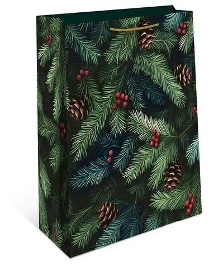 Пакет подар. бум. новогодн. 26*32*12см 157гр/м Ёлки