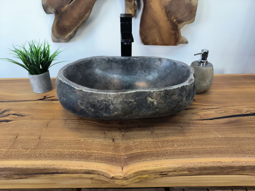Раковина из речного камня RS-65782 44х31х15 из натурального камня