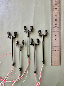 Фонари уличные миниатюрные для макетов "С двумя плафонами" (85 мм; 5 штук) / модель фонаря для парков и железных дорог