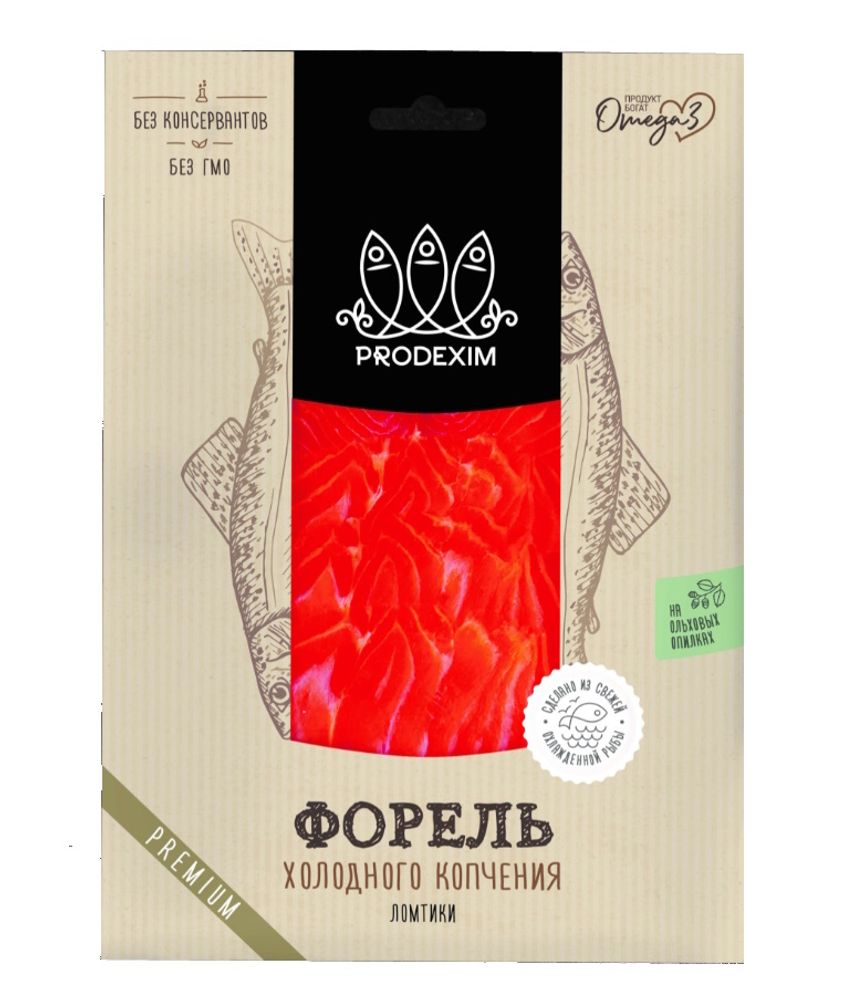 Форель Радужная холодного копчения филе-ломтики 150г. Prodexim - купить не дорого в Москве