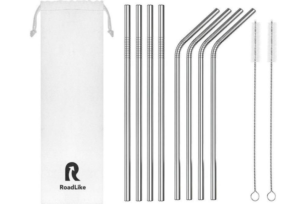 Многоразовые металлические трубочки RoadLike 8шт. в наборе