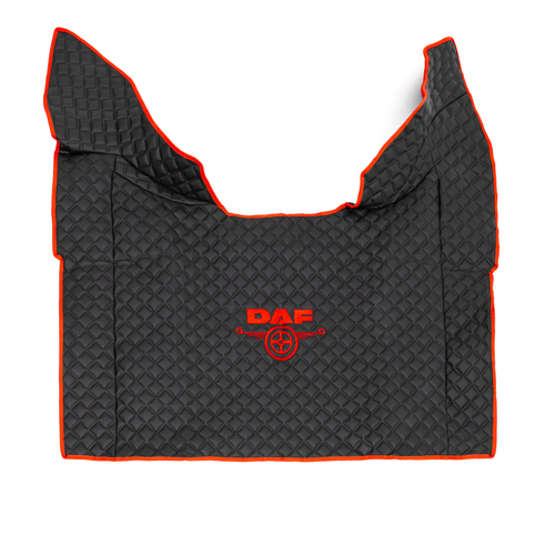 Ковры Daf XF-106 (автомат) (экокожа, черный, красный кант, красная вышивка)