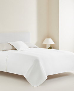 ZARA HOME ХЛОПКОВОЕ ПОКРЫВАЛО В КЛЕТКУ, БЕЛЫЙ