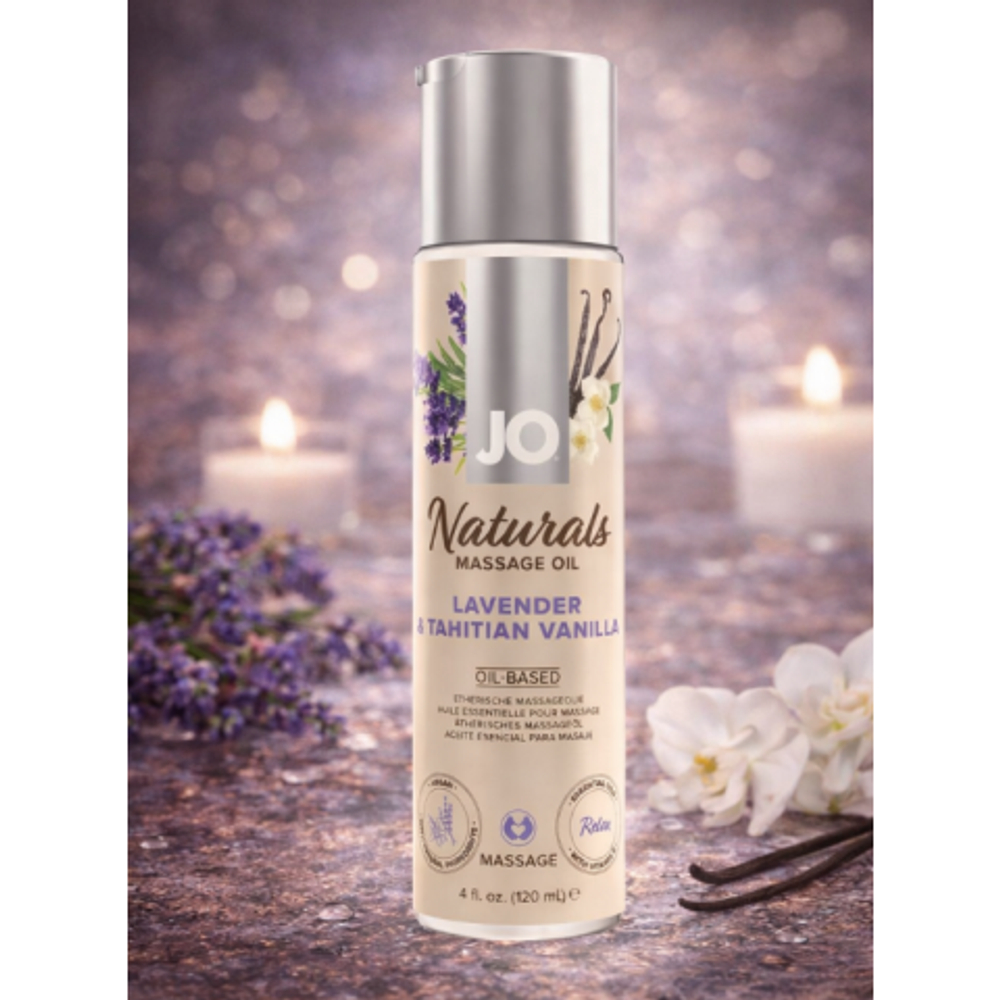 Массажное масло JO - Lavender & Vanilla/Лаванда и ваниль, 120 мл