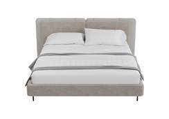 Кровать двуспальная Hub 180 см (бежевый, экокожа, рогожка)