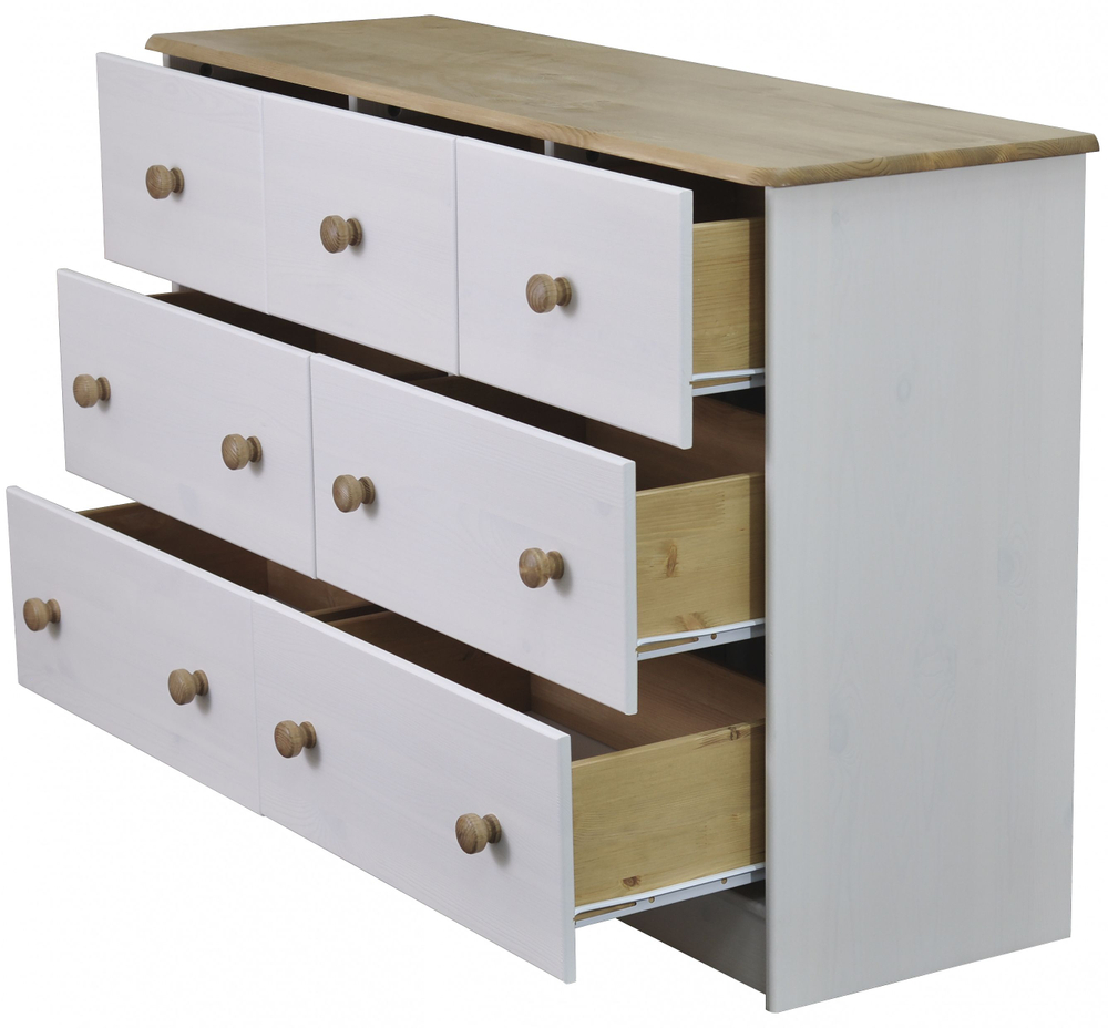Комод, 113х35х73, Хаба, с ящиками, для одежды, под телевизор, белый, массив дерева, Dipriz