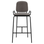 Стул барный Ror, 2 frame, велюр, черный/серый