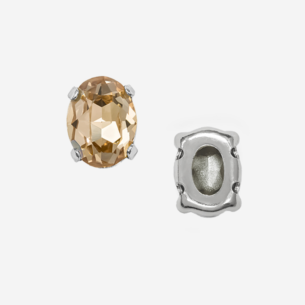 Овал (Oval Fancy Stone) в цапах, оттенок "Light Colorado Topaz", 8*6мм, родирование